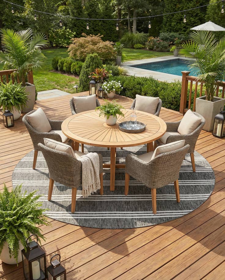 Detail image of 13' x 13' Easy-Clean Jill Zarin Anguilla Indoor / Outdoor Round Rug