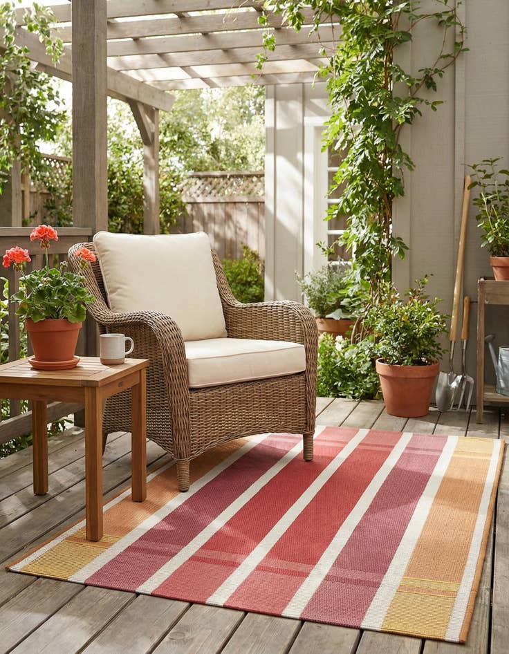 Detail image of 2' x 3'  Washable Striped Indoor / Outdoor Rug