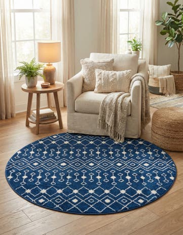 5' 3 x 5' 3 Moroccan Trellis Round Rug