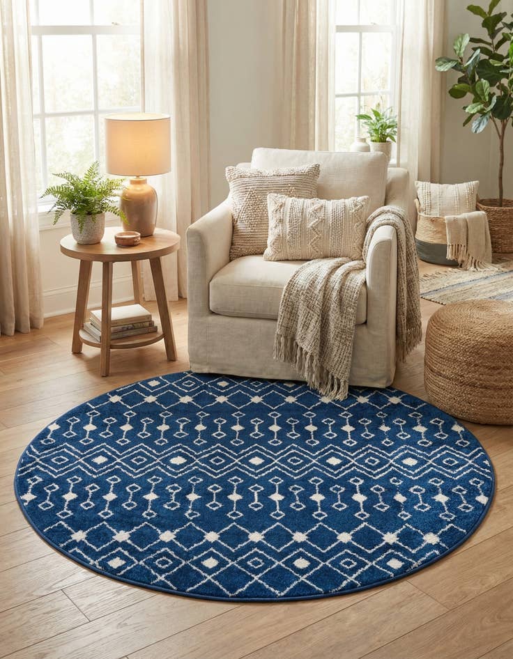 Detail image of  5' 3 x 5' 3 Moroccan Trellis Round Rug