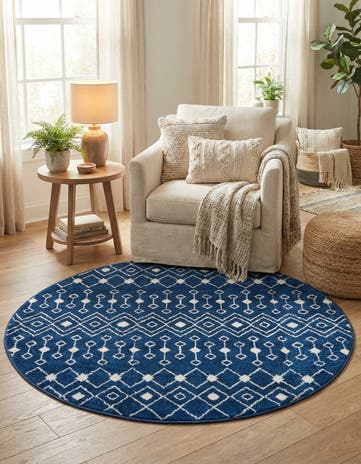 5' 3 x 5' 3 Moroccan Trellis Round Rug