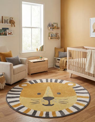 7' 10 x 7' 10 Cat Whimsy Kids Round Rug