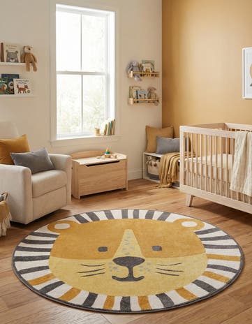 7' 10 x 7' 10 Cat Whimsy Kids Round Rug