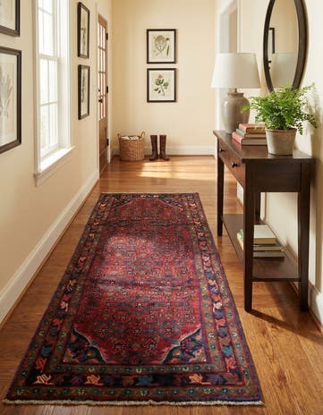 3' 10 x 9' 9 Hand Knotted Hossainabad Persian Wool Runner Rug