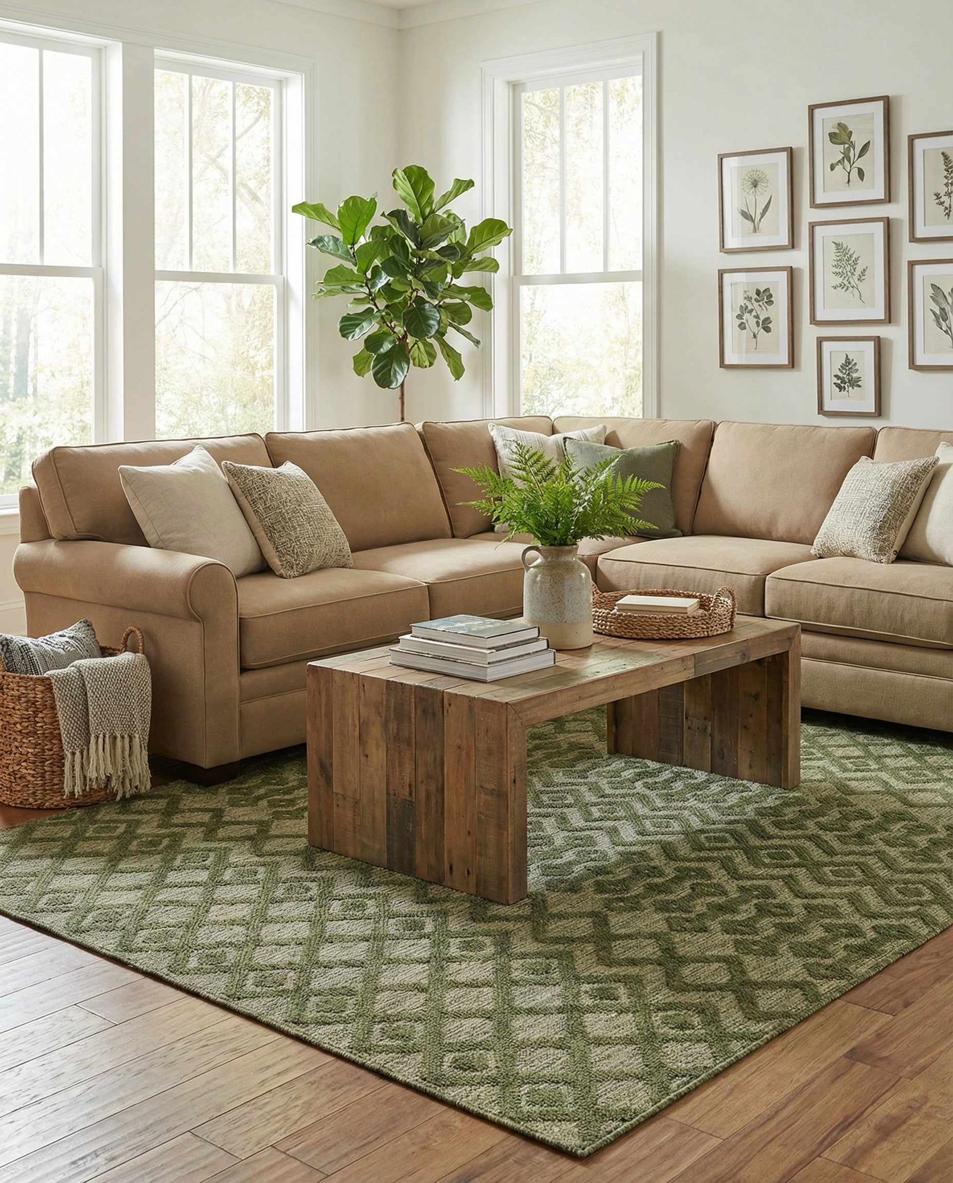 6' x 9' Easy-Clean Trellis Textured Indoor / Outdoor Rug