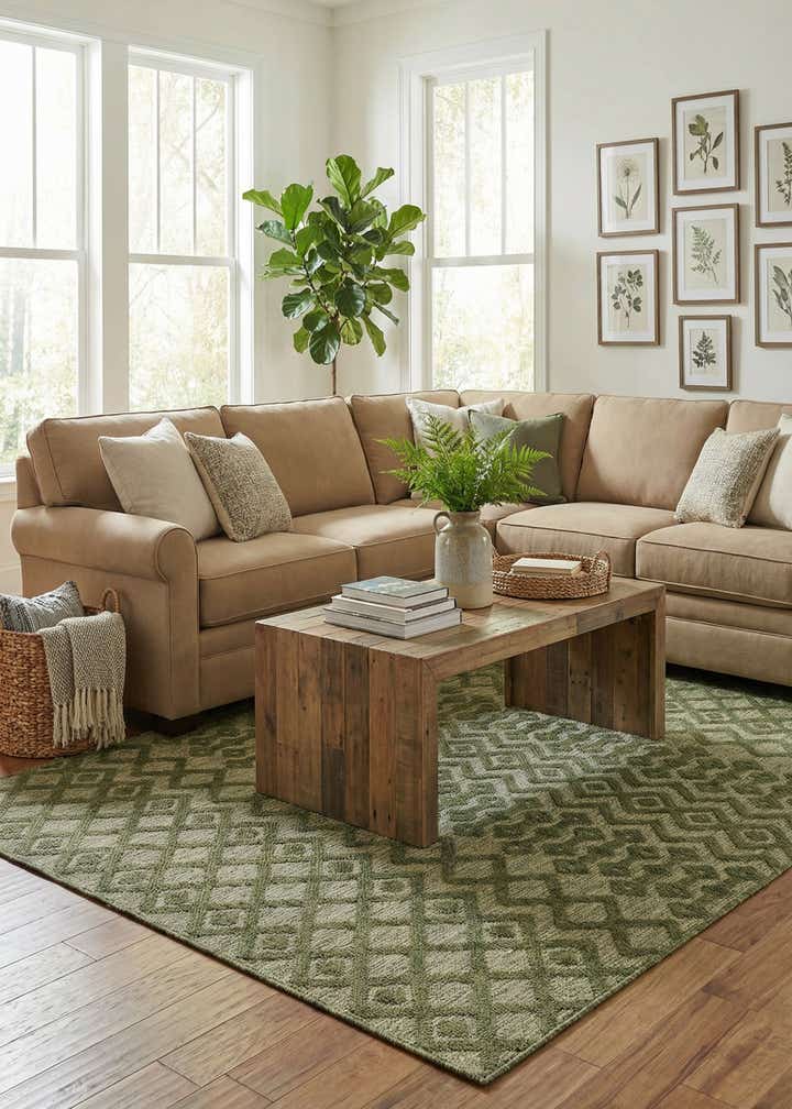 6' x 9' Easy-Clean Trellis Textured Indoor / Outdoor Rug