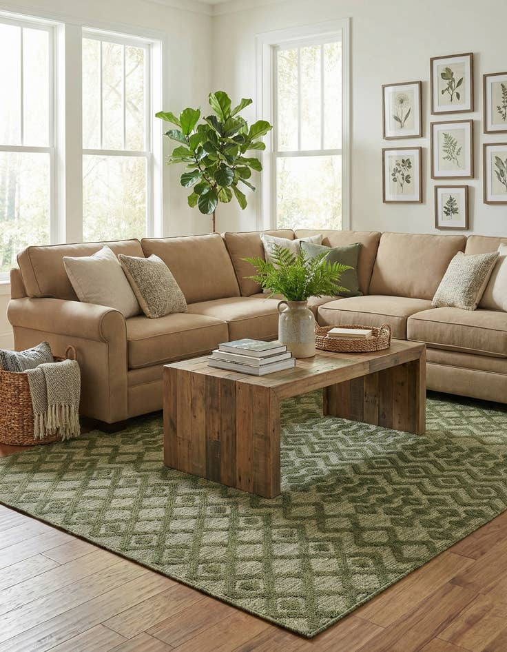 Detail image of 6' x 9'  Washable Trellis Textured Indoor / Outdoor Rug