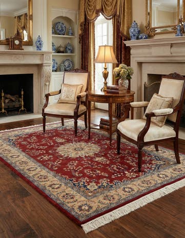 4' 1 x 6' 5 Hand Knotted Isfahan Oriental Wool Rug