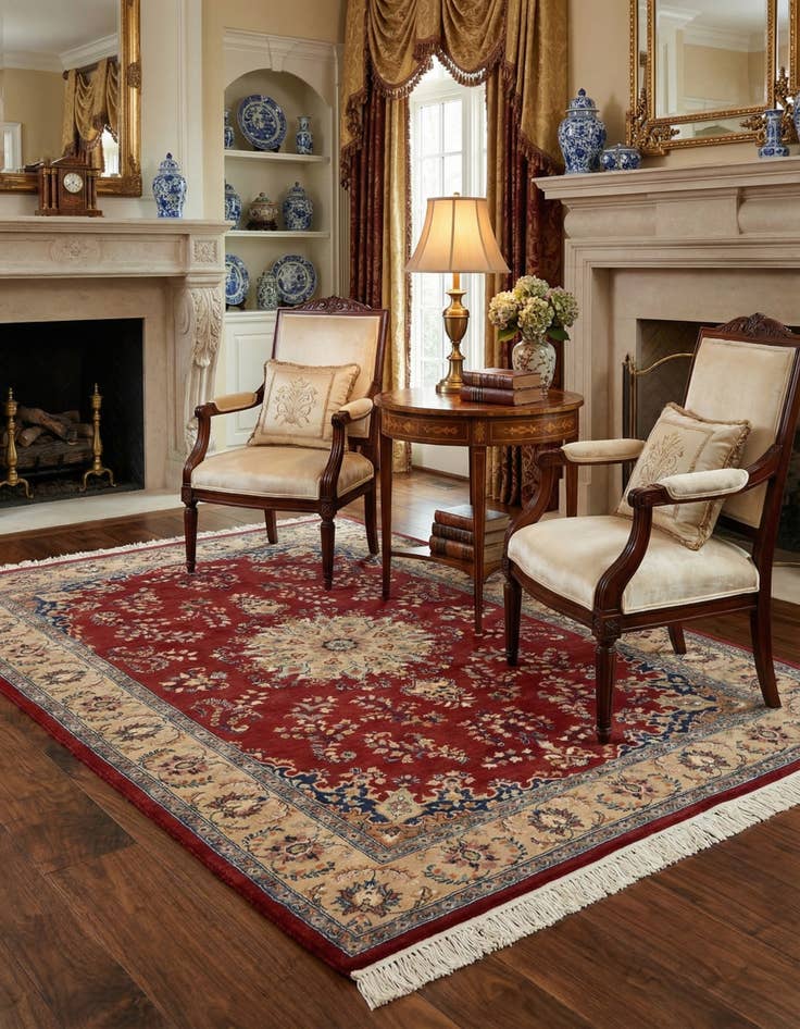 Detail image of 4' 1 x 6' 5  Hand Knotted Isfahan Oriental Wool Rug