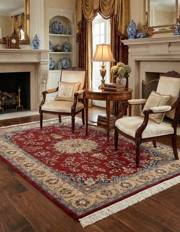 4' 1 x 6' 5 Hand Knotted Isfahan Oriental Wool Rug