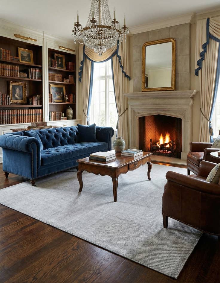 Detail image of 7' 10 x 7' 10  Hand Woven Jill Zarin English Manor Farmhouse Wool Square Rug