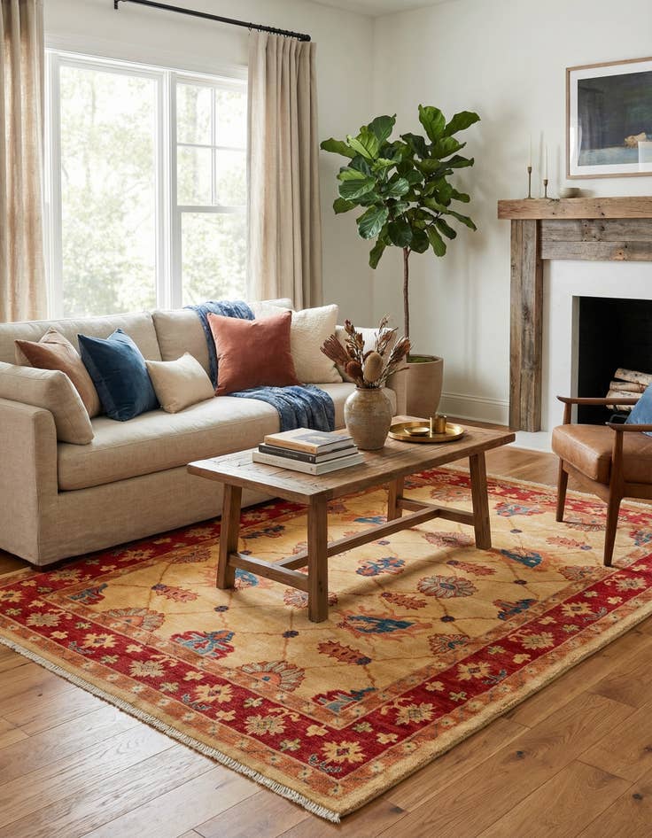 Detail image of  5' 6 x 7' 9  Hand Knotted Ziegler Wool Rug