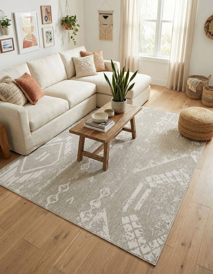 Detail image of  10' x 13'  Washable Bohemian Indoor / Outdoor Rug