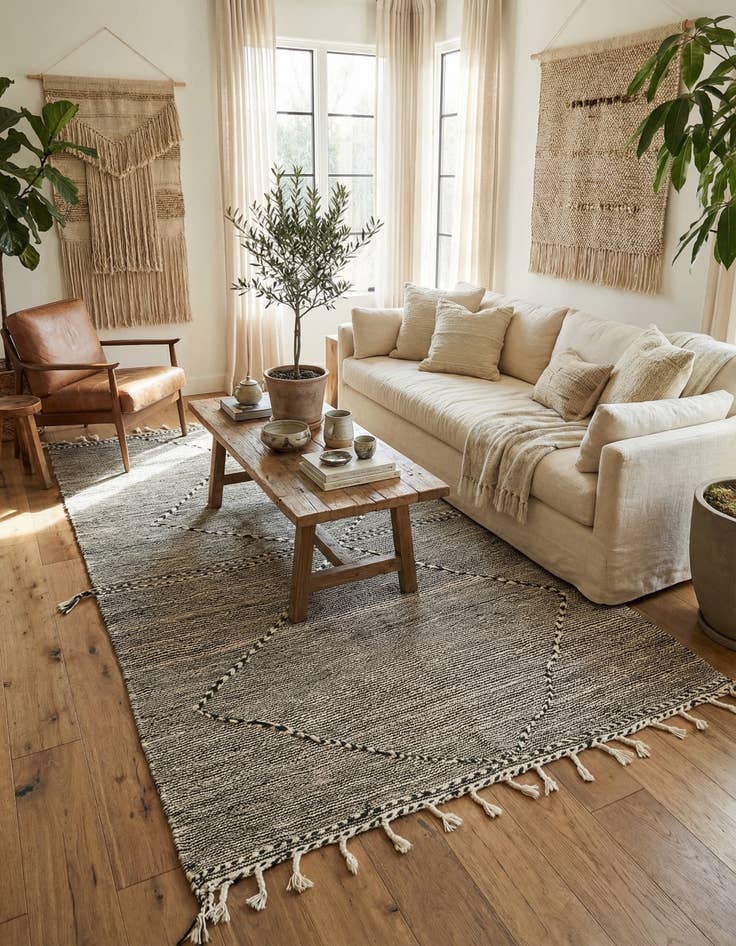 Detail image of 4' 11 x 8' 4  Hand Knotted Moroccan Wool Rug