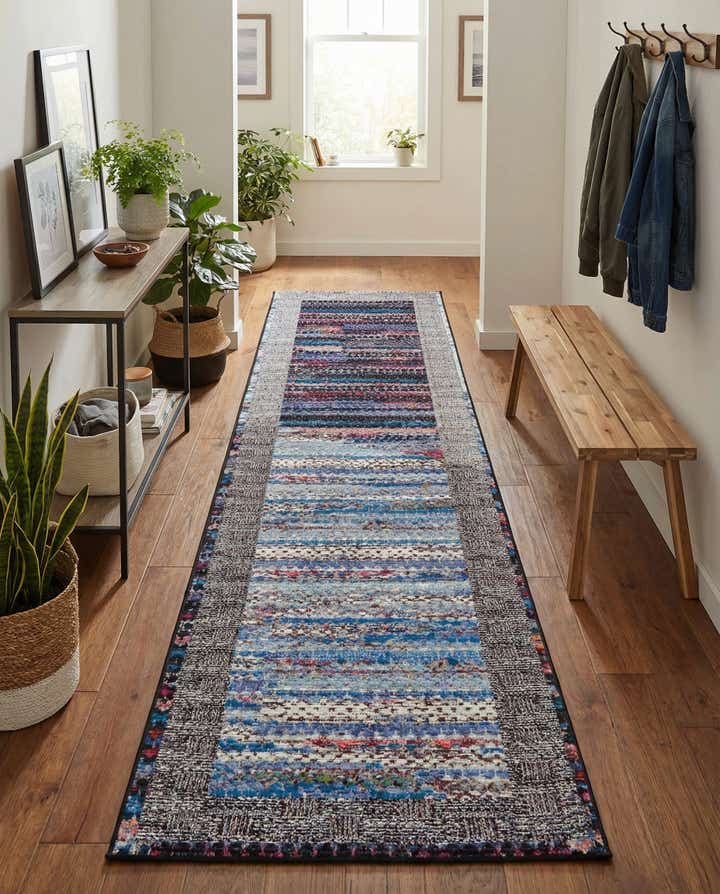 2' 7 x 12' Easy-Clean Modern Indoor / Outdoor Runner Rug
