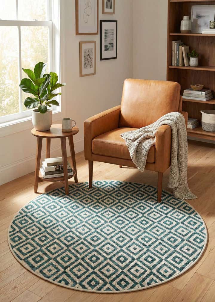 4' x 4' Easy-Clean Jill Zarin Costa Rica Indoor / Outdoor Round Rug