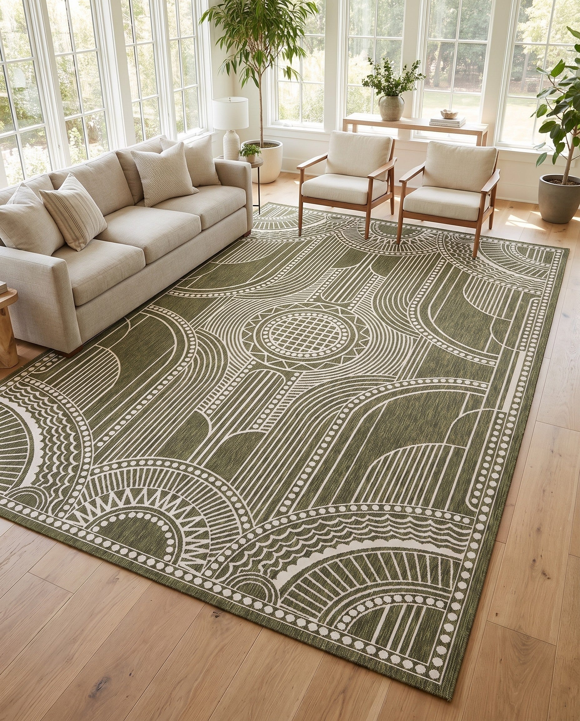 10' x 14' Easy-Clean Traditional Indoor / Outdoor Rug