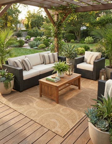 7' x 10' Easy-Clean Botanical Indoor / Outdoor Rug