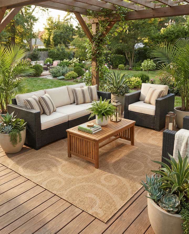 7' x 10' Easy-Clean Botanical Indoor / Outdoor Rug