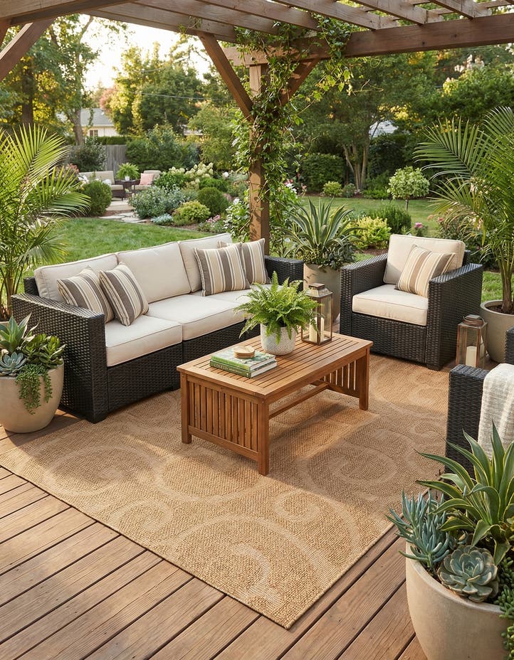 7' x 10' Easy-Clean Botanical Indoor / Outd...