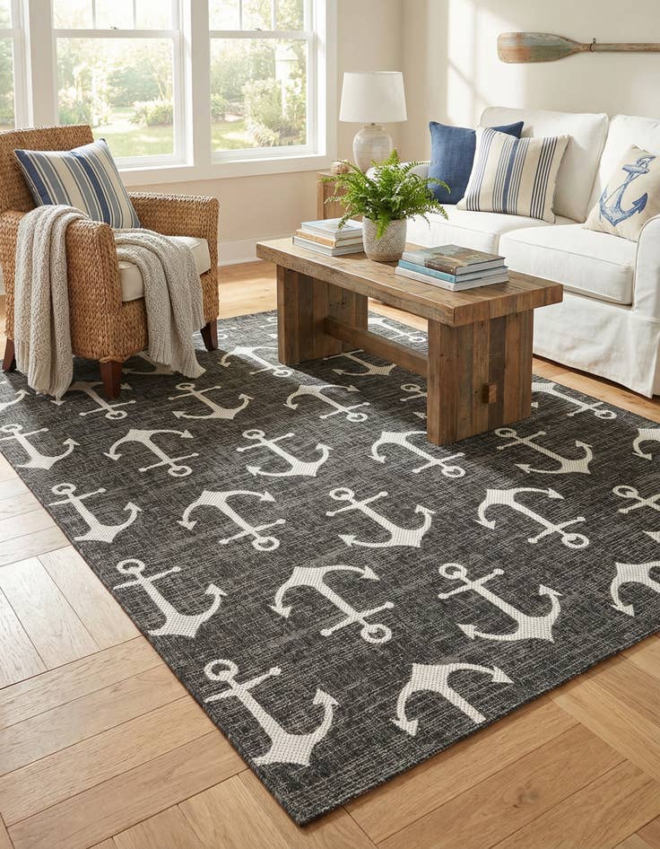 Detail image of 7' x 10'  Washable Coastal Indoor / Outdoor Rug
