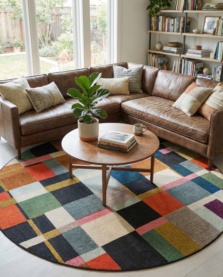 Detail image of 7' 10 x 7' 10 Easy-Clean Casablanca Indoor / Outdoor Round Rug