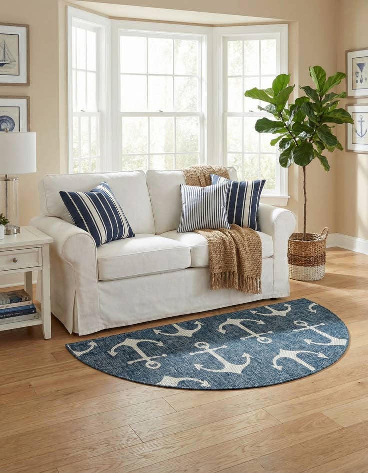 Detail image of 3' x 6'  Washable Coastal Indoor / Outdoor Hearth Rug
