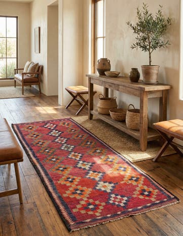 4' x 8' 10 Hand Woven Kilim Fars Wool Runner Rug