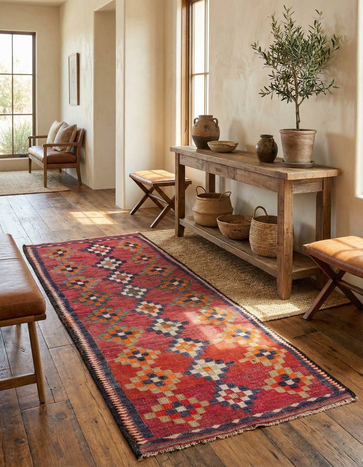 Detail image of  4' x 8' 10  Hand Woven Kilim Fars Wool Runner Rug