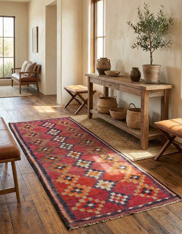 4' x 8' 10 Hand Woven Kilim Fars Wool Runner Rug