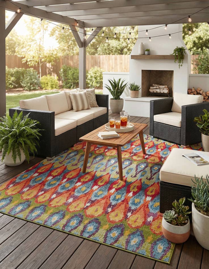 Detail image of 8' x 11' 4  Washable Modern Indoor / Outdoor Rug
