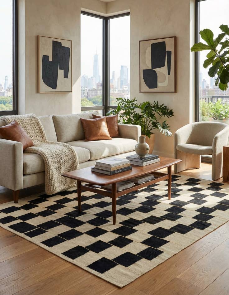 Detail image of 6' x 8'  Hand Woven Kilim Modern Wool Rug