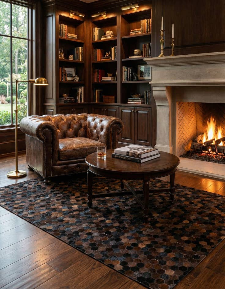 Detail image of 5' x 7' 11 Cowhide Stocks Rug