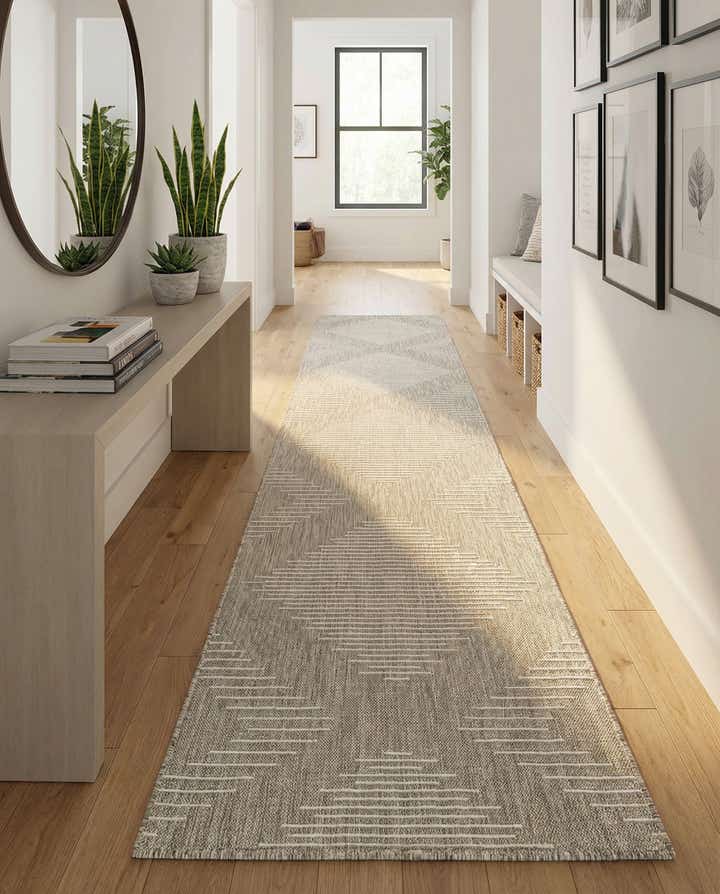 3' 3 x 12' Easy-Clean Modern Indoor / Outdoor Runner Rug