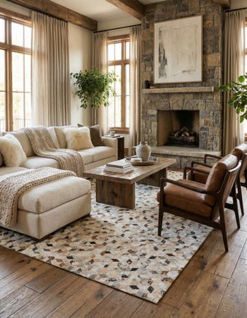 5' x 8' Cowhide Leather Rug