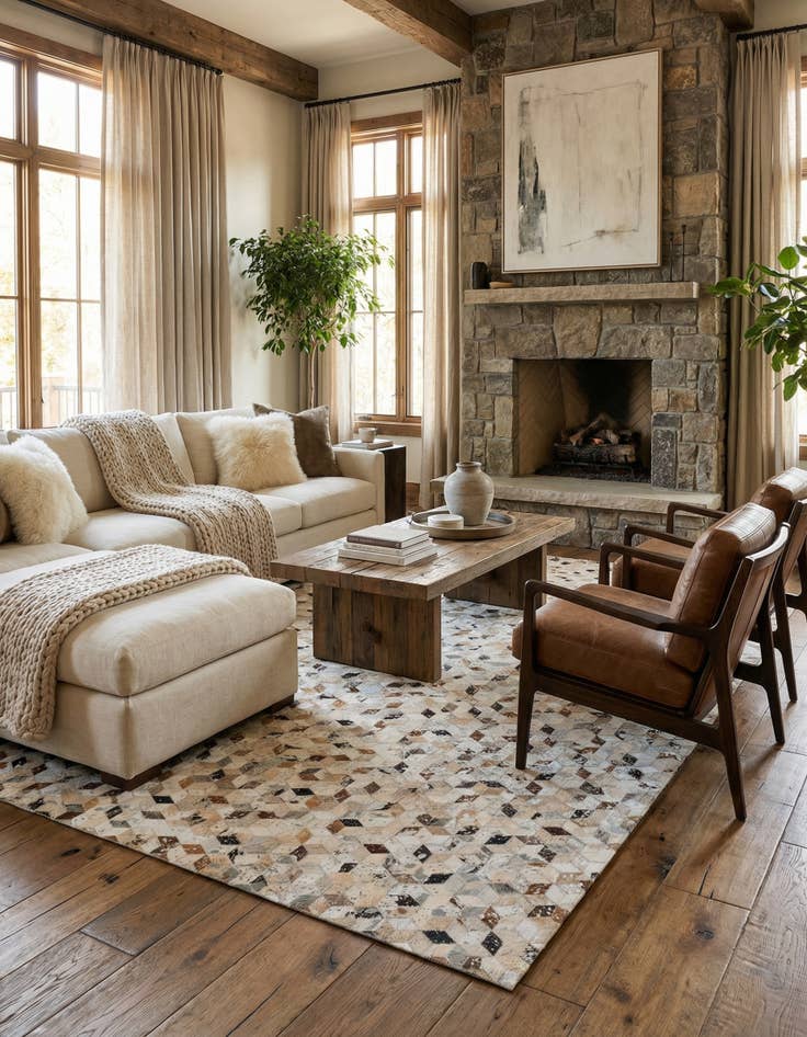 Detail image of 5' x 8' Cowhide Leather Rug