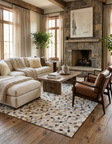 5' x 8' Cowhide Leather Rug