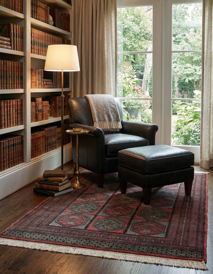 Detail image of 4' 4 x 6' 4 Hand Knotted Bokhara Oriental Wool Rug