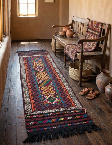 2' x 7' 4 Hand Knotted Kilim Fars Persian Wool Runner Rug