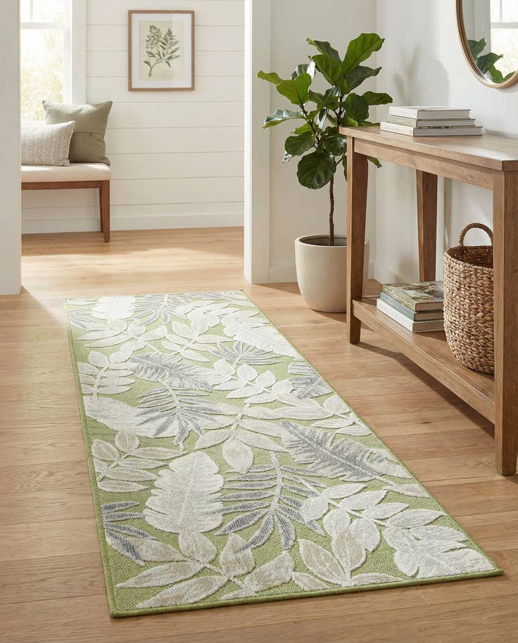 Detail image of 2' 2 x 6' Easy-Clean Botanical Indoor / Outdoor Runner Rug