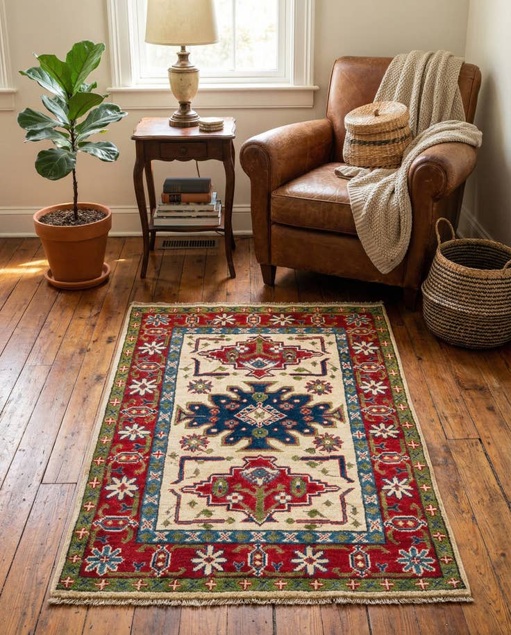 Detail image of 2' 9 x 4' 2 Hand Knotted Kazak Rug