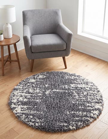 Gray Serenity Shag Round Rug