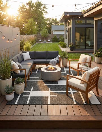 7' 10 x 10' Easy-Clean Modern Indoor / Outdoor Rug