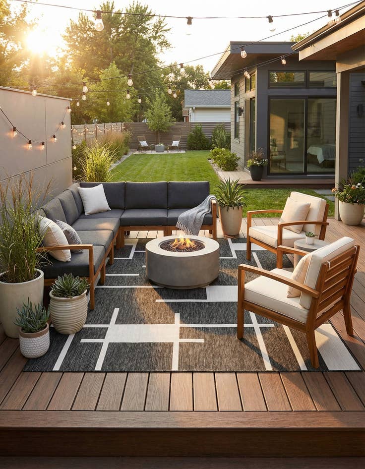 Detail image of 7' 10 x 10' Easy-Clean Modern Indoor / Outdoor Rug