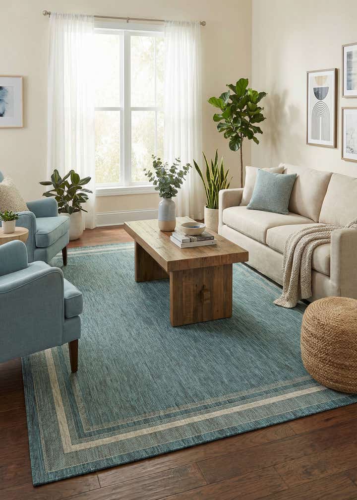 9' x 12' Easy-Clean Border Indoor / Outdoor Rug