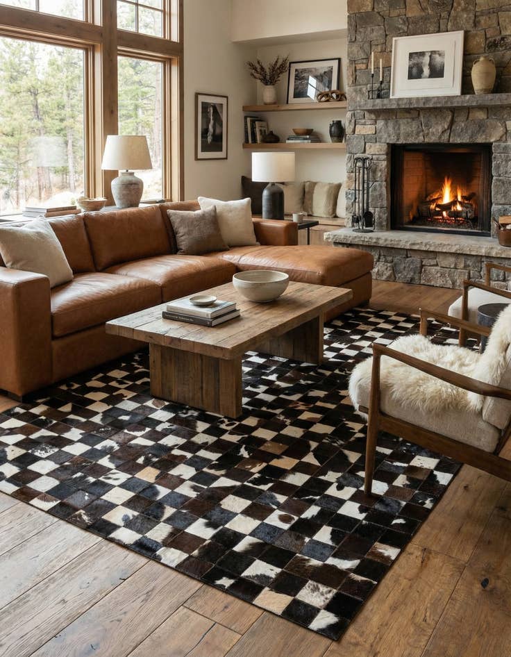 Detail image of 5' x 7' 11 Cowhide Stocks Rug