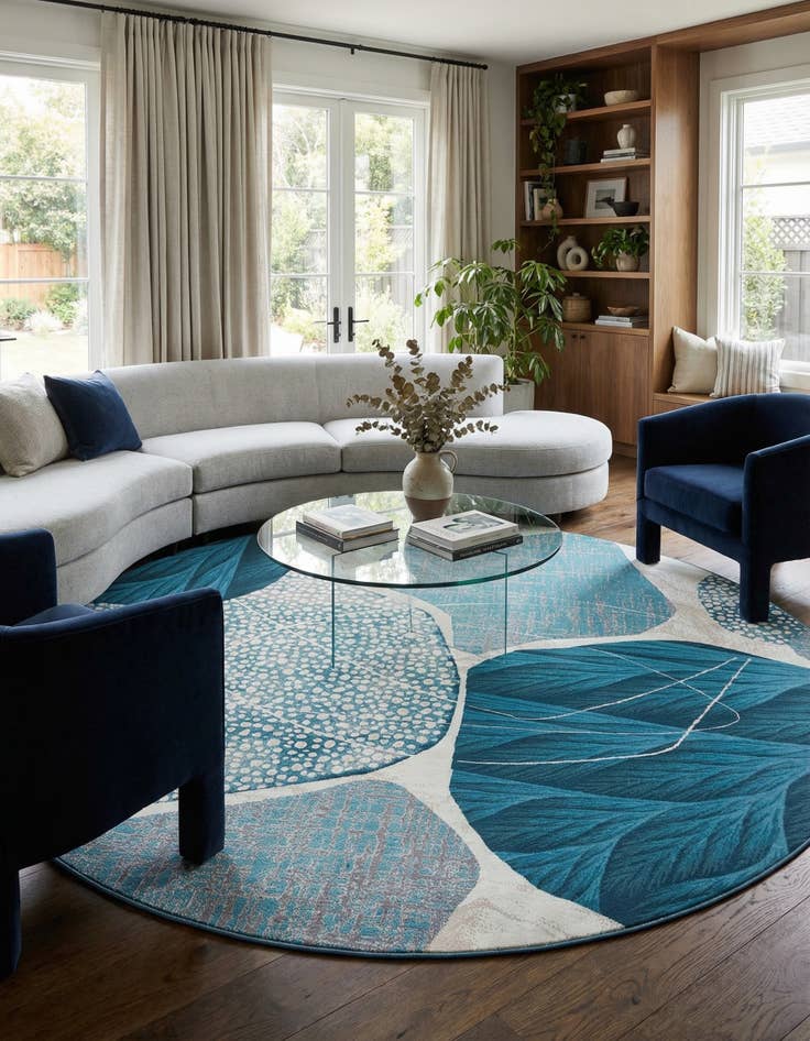 Detail image of  10' x 10'  Washable Modern Indoor / Outdoor Round Rug