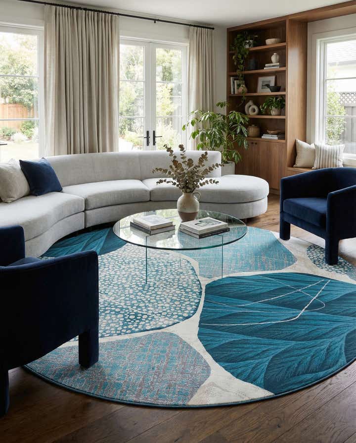 10' x 10' Easy-Clean Modern Indoor / Outdoor Round Rug