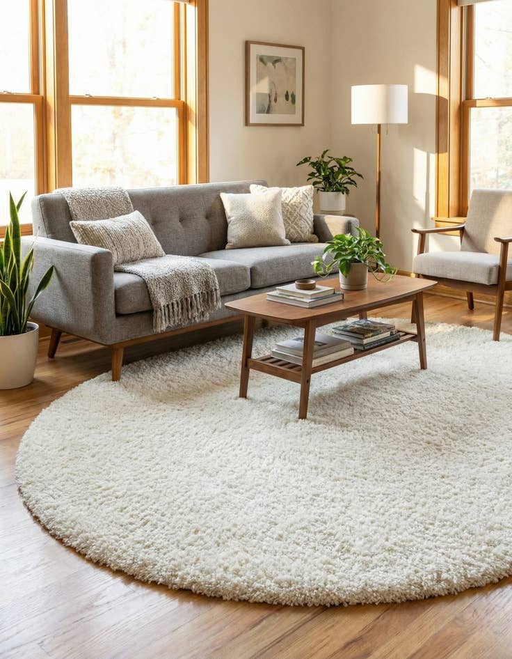 Detail image of 6' x 6' Solid Shag Round Rug