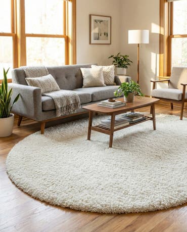  6' x 6' Solid Shag Round Rug